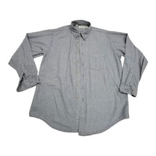 Vintage LL Bean Mens Large Flannel Shirt Made in USA Black White Houndstooth picture