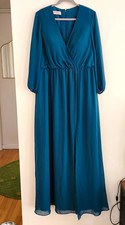 NWT JJ’s House Peacock Long Sleeve Chiffon Bridesmaid Dress US 16 No Sash picture
