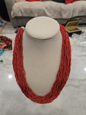 Vintage Multi-Strand Red Seed Bead Necklace - Boho Statement Jewelry picture