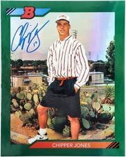 Chipper Jones Atlanta Braves Signed 1992 Bowman Chrome Jumbo Card-LE/50 Topps picture