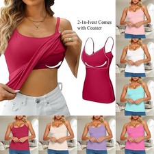 Women Camisole With Built in Bra Padded Vest Tops With Shelf Cami Tank Underwear picture