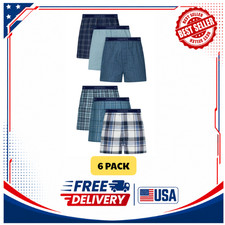 Hanes Mens Underwear Boxers, 6-Pack, Softer Woven Boxers for Men, Cotton Blend picture