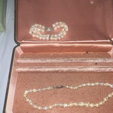 Vintage 1950s Japane 950 Silver Baroque Pearl Double Strand Bracelet & Necklace picture