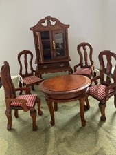 1:12 Dollhouse Dining Set with 4 chairs and hutch picture