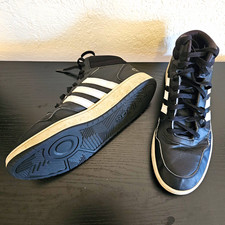 adidas Men's Size 11  1/2 Mid Top Athletic Sneakers Black/White picture