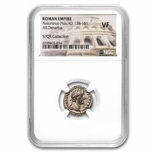Roman AR Denarius Emperor Antoninus Pius (138-161 AD) VF NGC picture