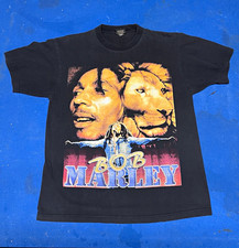 Vintage 90's Bob Marley Catch a fire Double-Sided Graphic Crew Tee Large picture