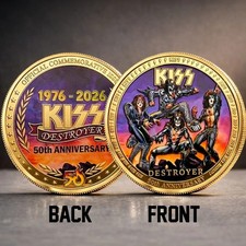 Official KISS Destroyer 50th Anniversary Coin 1976-2026 Gold Challenge Coin Band picture