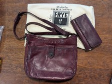FRYE Melissa Button Crossbody Bag Wine Burgundy Leather Distressed W/ Wallet picture