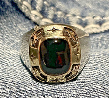 Vtg Hickok Sterling Silver Men 13 Cushion Black Onyx Starburst Signet Ring 23.4g picture