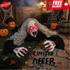 Crawling Zombie Halloween Decoration Groundbreaker Prop Scary Sound Red Glowing picture
