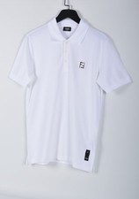 Men's Fendi White Polo Shirt Large FF Logo Short Sleeve picture