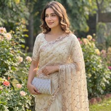 Indian Bollywood Designer Sari Wedding Party Wear Blouse Pakistani Ethnic Saree picture