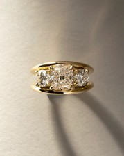 IGI 3 Ct Cushion Cut F/VS1 Lab Grown Diamond Wedding Band Ring 14K Yellow Gold picture