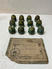 RARE 12pc Antique Fulper Pottery Place Card Vases Holders/ Original 1916 Box Lid picture
