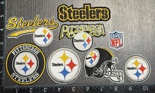 LOT OF 8 PITTSBURGH STEELERS IRON ON EMBROIDERED PATCHES EVERYTHING IN PHOTO picture