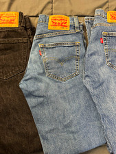 Levi's Men's Blue Medium Wash Denim Jeans Slim Fit Straight 5-Pocket Logo picture