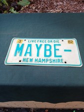 Vintage 1982 Vanity License Plate New Hampshire Maybe (D) picture