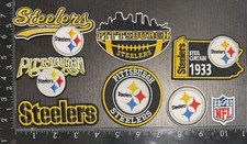 LOT OF 8 PITTSBURGH STEELERS IRON ON EMBROIDERED PATCHES EVERYTHING IN PHOTO picture