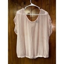 Torrid Pale pink Polka Dot Sheer open back Blouse Top Women Size 1x picture