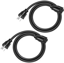 DEWENWILS 2 Pack 3 ft Extension Cord Power Cable 3 Prong Grounded Outlets Plugs picture