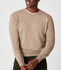 NWT J Crew Men's Merino Wool Knit Sweater Beige Crewneck Long Sleeve Size XS picture