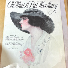 Vintage Oh What A Pal Was Mary Sheet Music Signed Bert Kalmar Barbelle 1919  picture