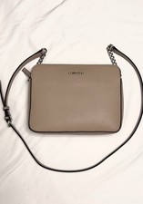 Calvin Klein Triple Compartment Pebbled Leather Crossbody Bag Beige picture