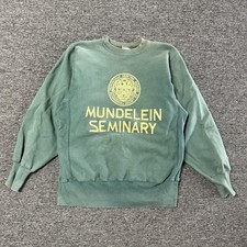 Champion Reverse Weave Mundelein Seminary Faded Green Crewneck Vintage 90s Sz L picture