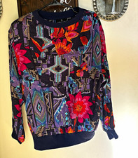 VTG Carole Little Women’s Gauze Rayon Floral Multicolor Pullover Blouse L picture