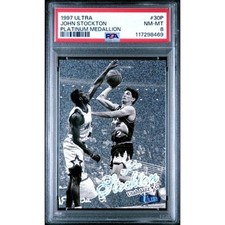 1997-98 Fleer Ultra #30P John Stockton Platinum Medallion PSA 8 /100 Utah Jazz picture