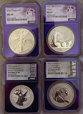 NGC Graded Silver Coin Lot MS69 & Reverse PF70 2023 Eagle, Panda, $2, £2 picture
