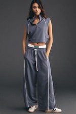 NWT Anthropologie Daily Practice Piped Wide-Leg Sweatpants Sz. Medium picture
