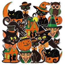 Whaline 40Pcs Vintage Halloween Cutouts, Retro Pumpkin Assorted,orange,black picture