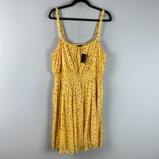 Torrid Mini Gauze Smocked Waist Dress Size 1X Yellow Strawberry Print Pockets picture