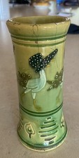 Weller Pottery Arts & Crafts Jap Birdimal Fish Decorated Vase Bonnet picture