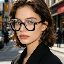 Retro Square Round Acetate Reading Glasses 38-29-145 Irregular Eyeglasses Frame picture