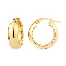 Solid 9ct Yellow Gold Broad Round Medium Hoop Earrings Made In Italy picture