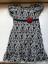 Hannah Anderson, Black White Design, Red Flower, Size 120, Girls Dress picture