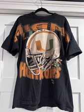 Vtg Big Hats Waldron Sports Miami Hurricanes Mens T-Shirt XL picture