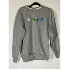 Vintage 90s Grandma Does It All Gray Graphic Sweatshirt Embroidered M picture