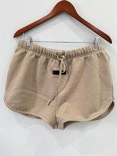 Fear of God Essentials Women's Fleece Lounge Shorts Tan Sand Taupe XL High Rise  picture