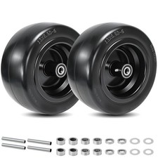 2 Pcs 13x6.50-6 Flat Free Lawn Mower Tire and Wheel, with 3/4