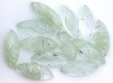 THREE 20x8 Checkerboard Marquise Light Green Swirl Silica Quartz Flat Bottom Gem picture