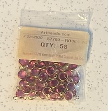 Swarovski Crystal 57700 Gold Plated Channel Link Faceted 6mm Rose 49 pcs NOS picture