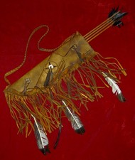 NAVAJO Native American Leather Quiver & Arrows Handcrafted Authentic Arizona US picture