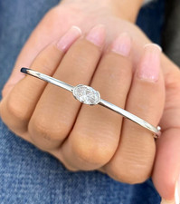 4 Ct Treated Certified Beautiful White Diamond Bangle Bracelet In 925 Silver picture
