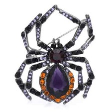 Vintage Halloween Spider Brooch Retro Rhinestone Insect Pin Costume Jewelry Gift picture