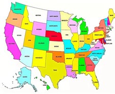 United States Colorful Political Map Educational Poster picture