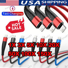 Braided Fast Charger Cable Heavy Duty USB lot Cord For iPhone 14 13 12 11 X XR 8 picture